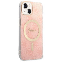 Guess Set Guess GUBPP14SH4EACSP Case+ Charger iPhone 14 6.1" pink/pink hard case 4G Print MagSafe