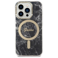 Guess Set Guess GUBPP14XHMEACSK Case+ Charger iPhone 14 Pro Max 6.7" black/black hard case Marble MagSafe