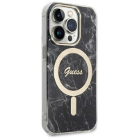 Guess Set Guess GUBPP14XHMEACSK Case+ Charger iPhone 14 Pro Max 6.7" black/black hard case Marble MagSafe