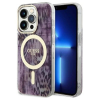 Guess GUHMP14XHLEOPWP iPhone 14 Pro Max 6.7" pink/pink hardcase Leopard MagSafe