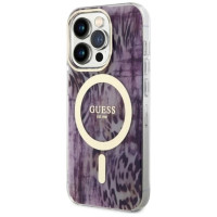 Guess GUHMP14XHLEOPWP iPhone 14 Pro Max 6.7" pink/pink hardcase Leopard MagSafe