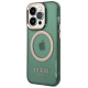 Guess GUHMP14XHTCMA iPhone 14 Pro Max 6.7" green/khaki hard case Gold Outline Translucent MagSafe