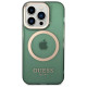 Guess GUHMP14XHTCMA iPhone 14 Pro Max 6.7" green/khaki hard case Gold Outline Translucent MagSafe