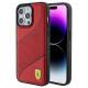 Ferrari Perforated Waves Metal Logo case for iPhone 15 Pro - red