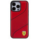 Ferrari Perforated Waves Metal Logo case for iPhone 15 Pro - red