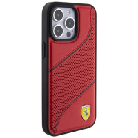 Ferrari Perforated Waves Metal Logo case for iPhone 15 Pro - red