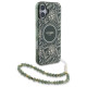 Guess IML Flowers Allover Electro With Pearl Strap MagSafe case for iPhone 16 Plus - green