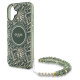 Guess IML Flowers Allover Electro With Pearl Strap MagSafe case for iPhone 16 Plus - green