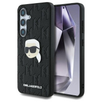 Karl Lagerfeld Case Karl Lagerfeld Leather Monogram Pin Logo Karl Head Samsung Galaxy S25 Plus black