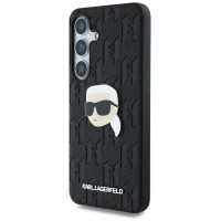 Karl Lagerfeld Case Karl Lagerfeld Leather Monogram Pin Logo Karl Head Samsung Galaxy S25 Plus black