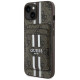 Guess 4G Stripes case with Magsafe wallet for iPhone 15 brown