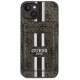Guess 4G Stripes case with Magsafe wallet for iPhone 15 brown