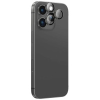 Amazingthing AR Aluminum 3 Lens Glass with Camera Lens Frame for iPhone 16 Pro / 16 Pro Max - Black