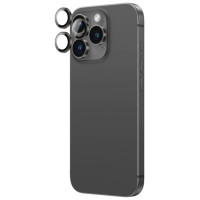 Amazingthing AR Aluminum 3 Lens Glass with Camera Lens Frame for iPhone 16 Pro / 16 Pro Max - Black