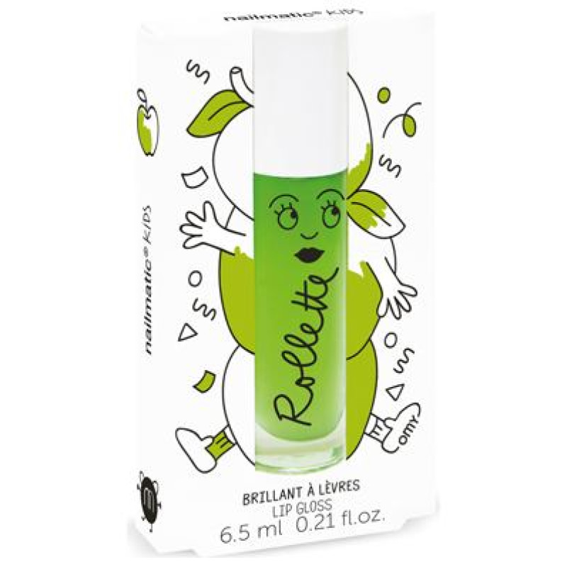 Nailmatic Kids Dabīgs un mitrino&scaron;s bērnu lūpu spīdums ar vitamīniem un augļu gar&scaron;u, Apple, 6,5 ml - ROLLPOMME