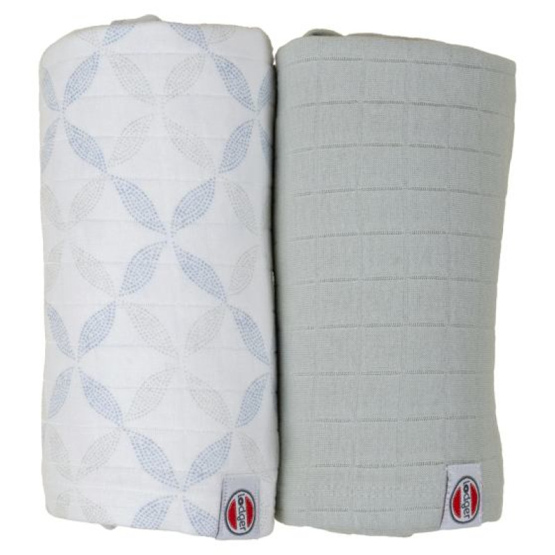 Lodger Swadler Solid Matcha kokvilnas autiņ&scaron;, Peppermint/Blue Fogg, 110x110 cm, 2gab. - SW 1110