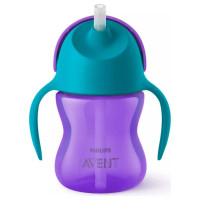 Philips Avent Krūzīte ar elastīgu salmiņu, 200 ml, 9M+, lillā - SCF796/02