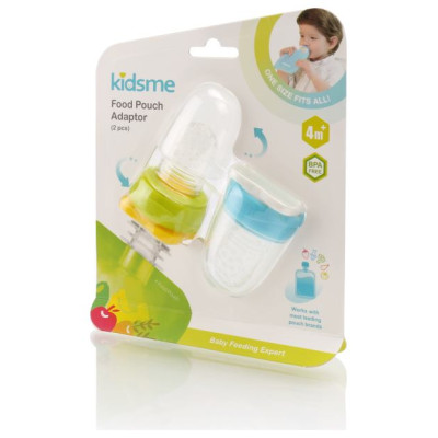 Kidsme Food Pouch adapteris mazuļa ēdinā&scaron;anai no biezenī&scaron;u stāvpakām 2 gab,Sky&Lime - 160490 LIS