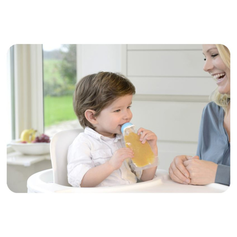 Kidsme Food Pouch adapteris mazuļa ēdinā&scaron;anai no biezenī&scaron;u stāvpakām 2 gab,Sky&Lime - 160490 LIS