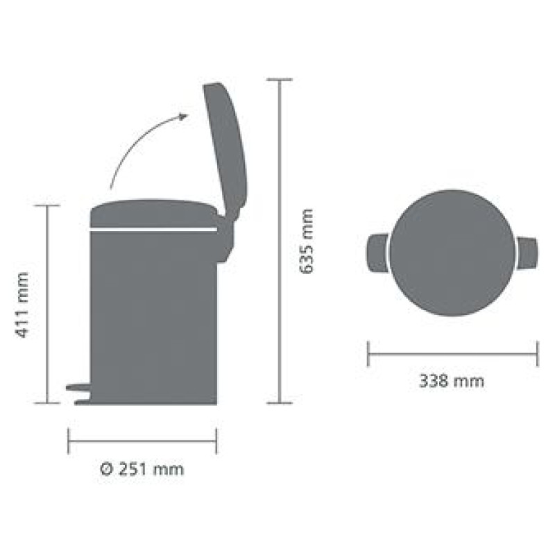 Brabantia atkritumu tvertne ar pedāli NewIcon, 12 l, Platinum - 113628