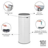 Brabantia atkritumu tvertne, 30 l, White - 115141