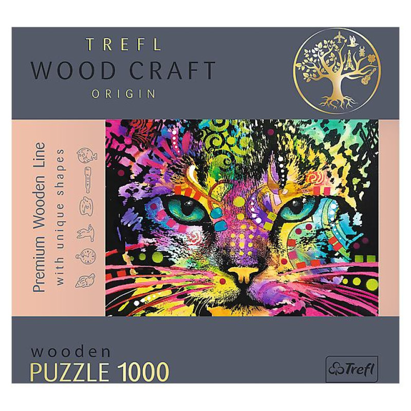 Trefl Koka puzle - Krāsains kaķis, 1000gb