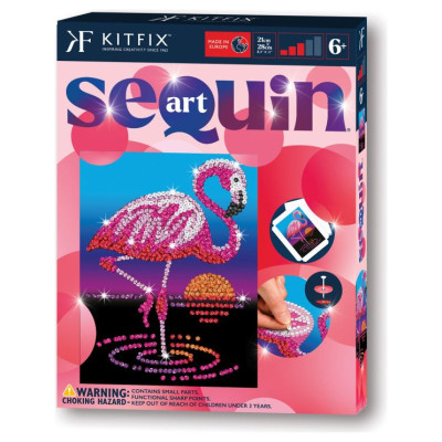 Kitfix Amatniecības komplekts Sequin Art Red spīdumiņu māksla, Flamingo Frenkijs