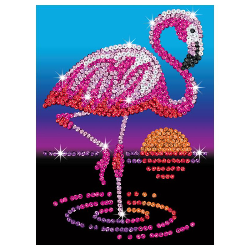 Kitfix Amatniecības komplekts Sequin Art Red spīdumiņu māksla, Flamingo Frenkijs