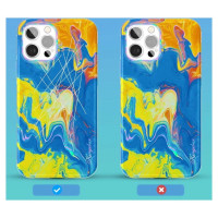 Kingxbar Watercolor Series color case for iPhone 12 Pro / iPhone 12 yellowblue
