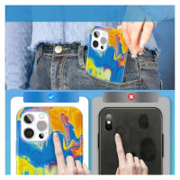 Kingxbar Watercolor Series color case for iPhone 12 Pro / iPhone 12 yellowblue