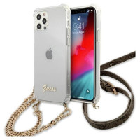 Guess GUHCP12MKC4GSGO iPhone 12/12 Pro 6.1" Transparent hard case 4G Gold Chain