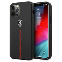 Ferrari FEOMSHCP12LBK iPhone 12 Pro Max black/black hardcase Off Track Leather Nylon Stripe