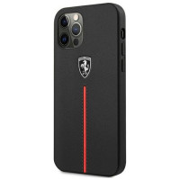 Ferrari FEOMSHCP12LBK iPhone 12 Pro Max black/black hardcase Off Track Leather Nylon Stripe