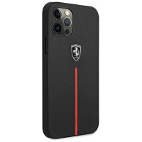Ferrari FEOMSHCP12LBK iPhone 12 Pro Max black/black hardcase Off Track Leather Nylon Stripe