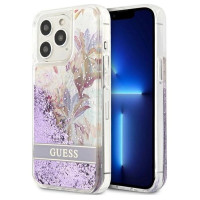 Guess GUHCP13LLFLSU iPhone 13 Pro / 13 6.1" purple/purple hardcase Flower Liquid Glitter