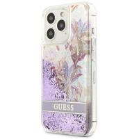 Guess GUHCP13LLFLSU iPhone 13 Pro / 13 6.1" purple/purple hardcase Flower Liquid Glitter