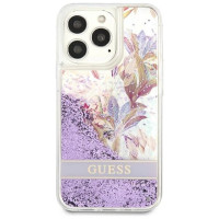 Guess GUHCP13LLFLSU iPhone 13 Pro / 13 6.1" purple/purple hardcase Flower Liquid Glitter