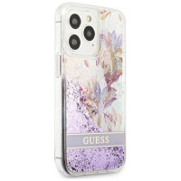 Guess GUHCP13LLFLSU iPhone 13 Pro / 13 6.1" purple/purple hardcase Flower Liquid Glitter