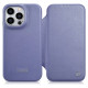 Icarer CE Premium Leather Folio Case iPhone 14 Pro Max Magnetic Flip Leather Folio Case MagSafe Light Purple (WMI14220716-LP)