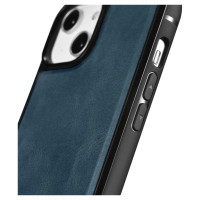 Icarer Leather Oil Wax case covered with natural leather for iPhone 14 blue (WMI14220717-BU)