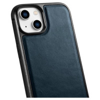 Icarer Leather Oil Wax case covered with natural leather for iPhone 14 blue (WMI14220717-BU)