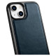 Icarer Leather Oil Wax case covered with natural leather for iPhone 14 blue (WMI14220717-BU)