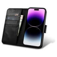 Icarer Oil Wax Wallet Case 2in1 Cover iPhone 14 Pro Leather Flip Cover Anti-RFID black (WMI14220722-BK)