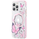 Kingxbar Butterfly Series magnetic case for iPhone 14 Plus MagSafe case with butterflies pink
