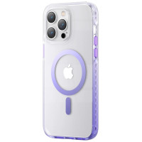 Kingxbar PQY Ice Crystal Series magnetic case for iPhone 14 Plus MagSafe purple