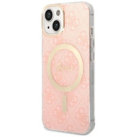 Guess Set Guess GUBPP14MH4EACSP Case+ Charger iPhone 14 Plus 6.7" pink/pink hard case 4G Print MagSafe