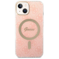 Guess Set Guess GUBPP14MH4EACSP Case+ Charger iPhone 14 Plus 6.7" pink/pink hard case 4G Print MagSafe