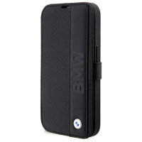 BMW Case BMW BMBKP14X22RDPK iPhone 14 Pro Max 6.7" black/black bookcase Leather Textured&Stripe