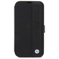 BMW Case BMW BMBKP14X22RDPK iPhone 14 Pro Max 6.7" black/black bookcase Leather Textured&Stripe