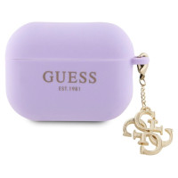 Guess GUAP2LECG4U case for AirPods Pro 2 cover - purple Liquid Silicone Glitter Triangle Charm